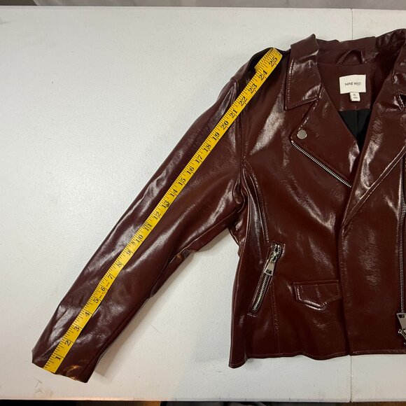 Nine West Faux Leather Biker Jacket Brown Women's XL - Picture 3 of 7